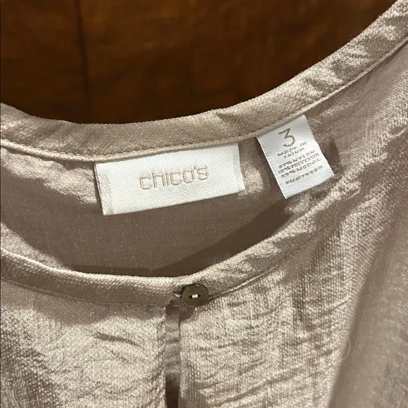 Chicos Champagne Metallic Flowy Festive Blouse 3 - Picture 3 of 8